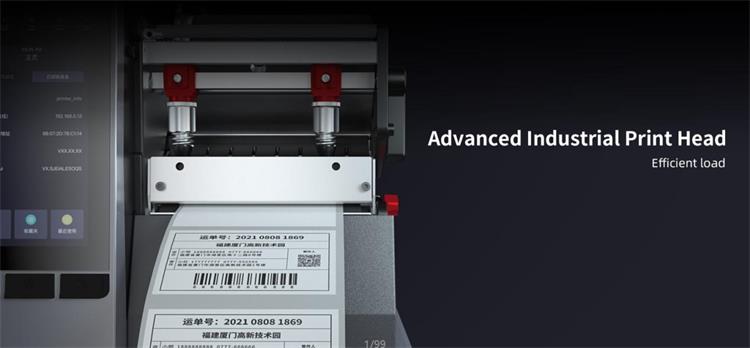 iDPRT iK4 High-Performance Industrial Printer dipasang dengan kepala cetakan industri maju
